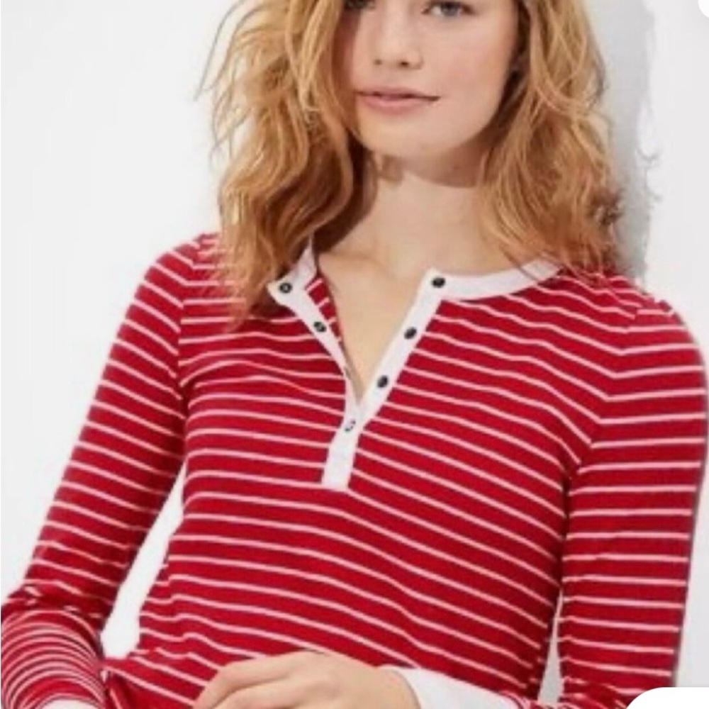NWOT | American Eagle | Women’s Red White Striped Thermal Pajama Top | Size M